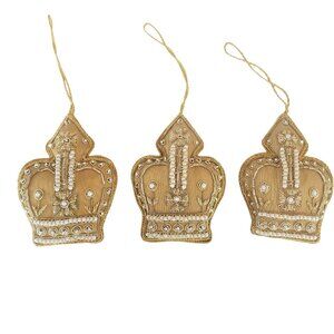 Vintage Royal Collection Beaded Crown Ornaments - Set of 3